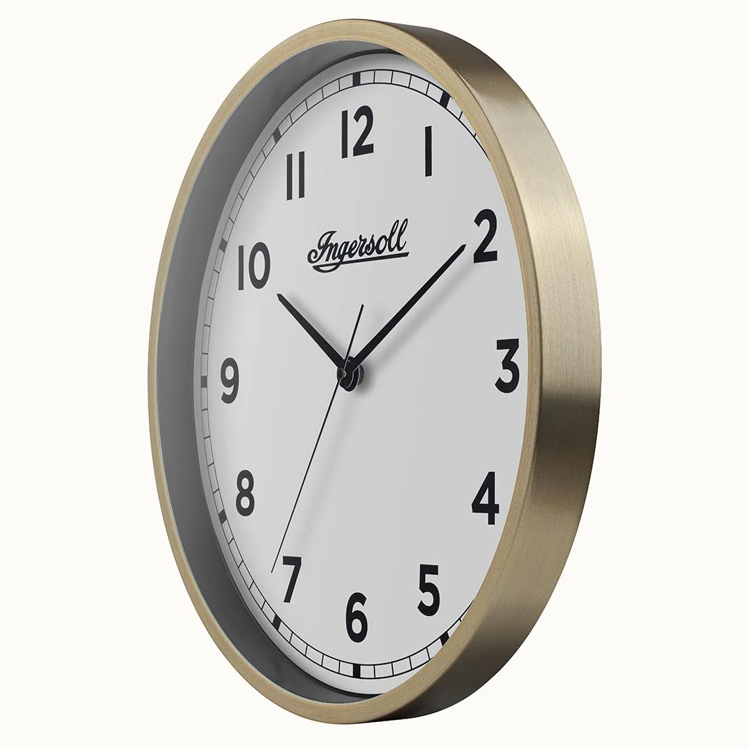 IC002GW INGERSOLL QUARTZ 45CM WALL CLOCK - GOLD/WHITE - Image 3